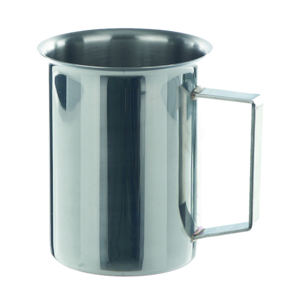 Beker 1000 ml, RVS, 130 mm,  Ø 100 mm, met rand en handvat