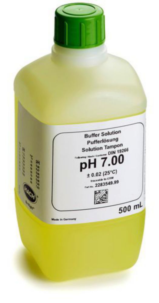 Bufferoplossing pH 7,00 +/- 0,02 bij 25°C, Kunststof fles 500ml, geel, NIST