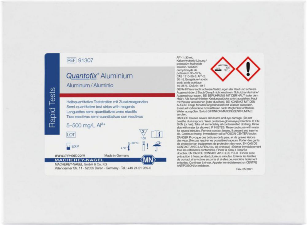 Quantofix aluminium  0-500 mg/l Al3+
