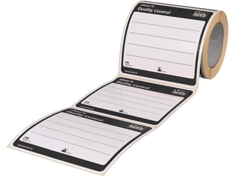 Close-it Maxi sluitetiketten  150x150mm,op rol,zwart bedrukt