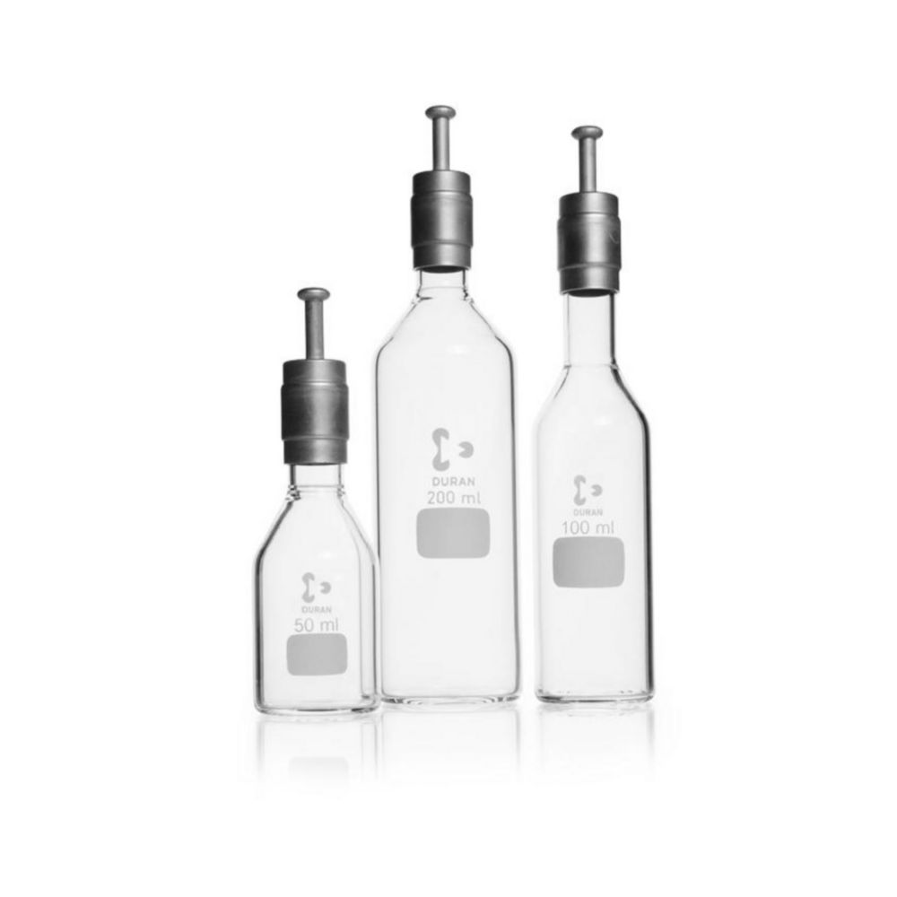 Fles 50ml, Voedingsbodemfles, BORO 3.3, Rechte hals, Helder, zonder dop