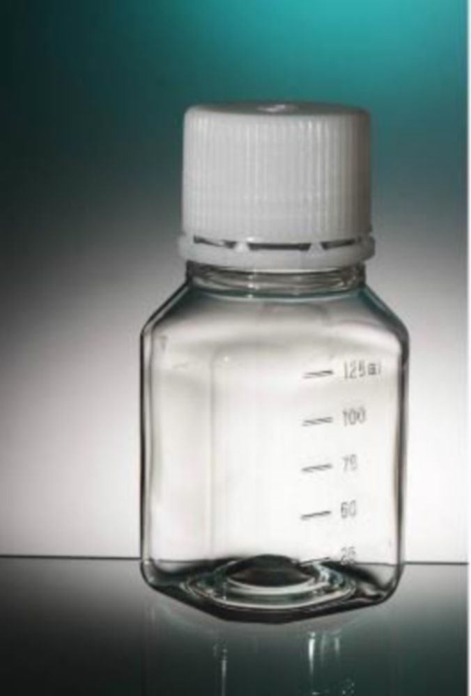 Fles 250 ml, PET, Ø 31 mm, Achthoekig, Gemonteerd, met dop, verzegeld, Steriel