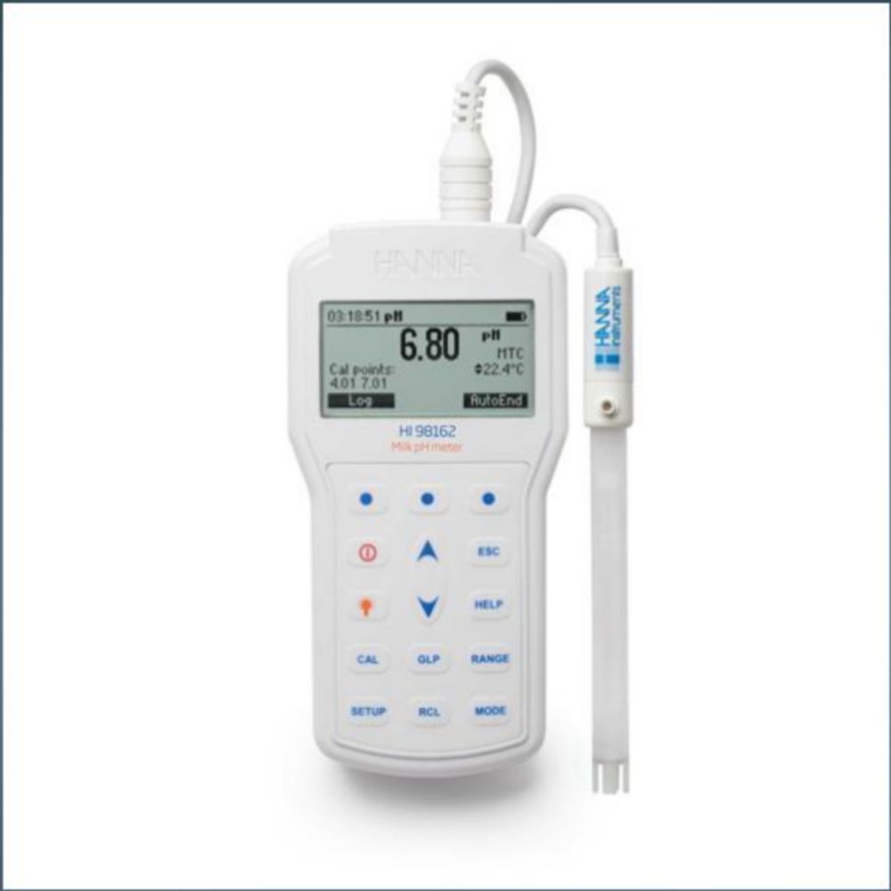 pH-meter set, waterbestendig voor melk met geheugen