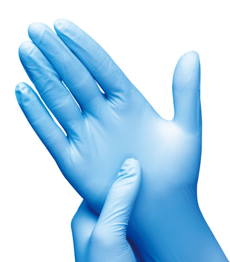 Handschoen nitril blauw maat L, Cat III