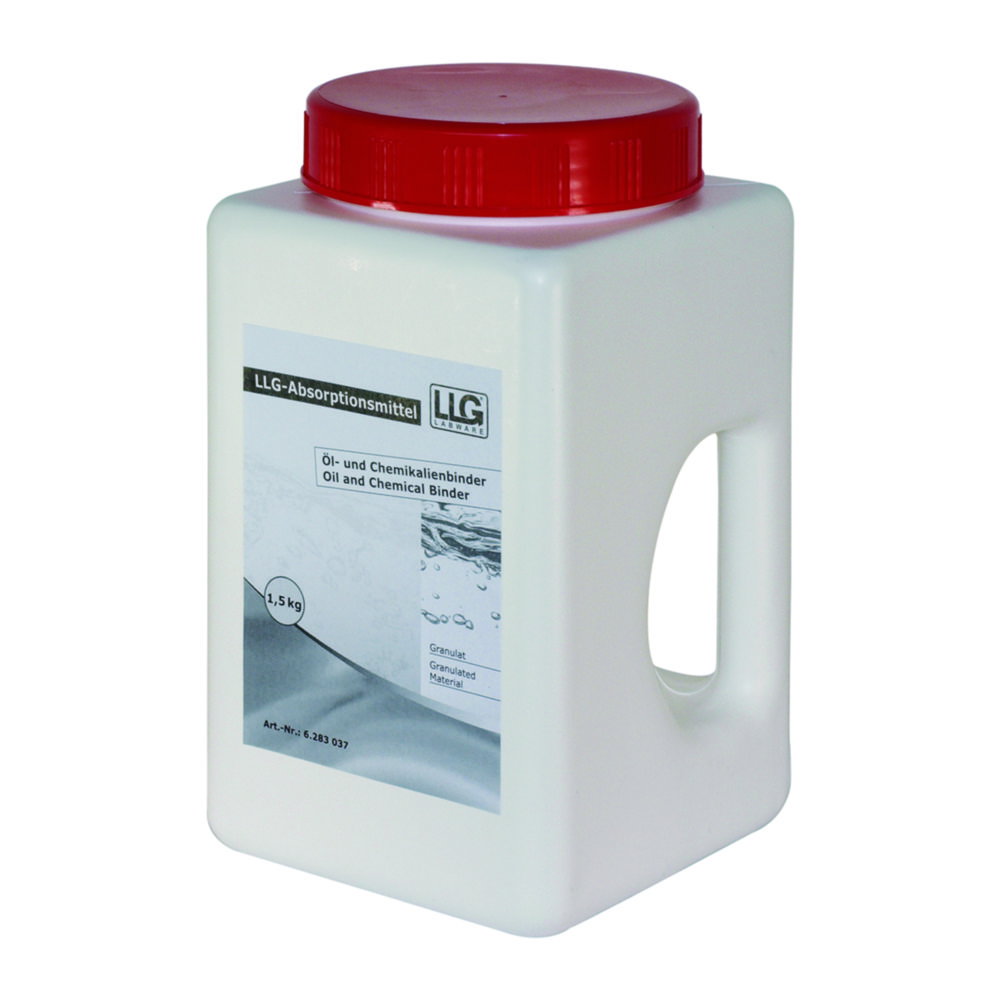 kunststof container, chemische bindmiddel, witte fles, rode dop, 1,5 kg
