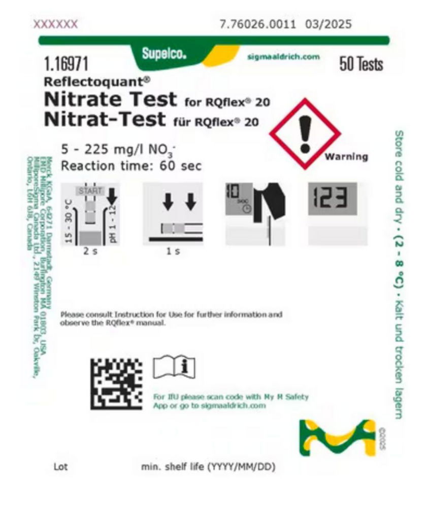 Nitraattest reflectometrisch, 5-225 mg/L (NO3-), Reflectoquant