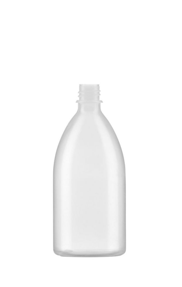 Fles 200 ml, LDPE, Nauwmonds, Helder, schroefdraad DIN 18, zonder dop