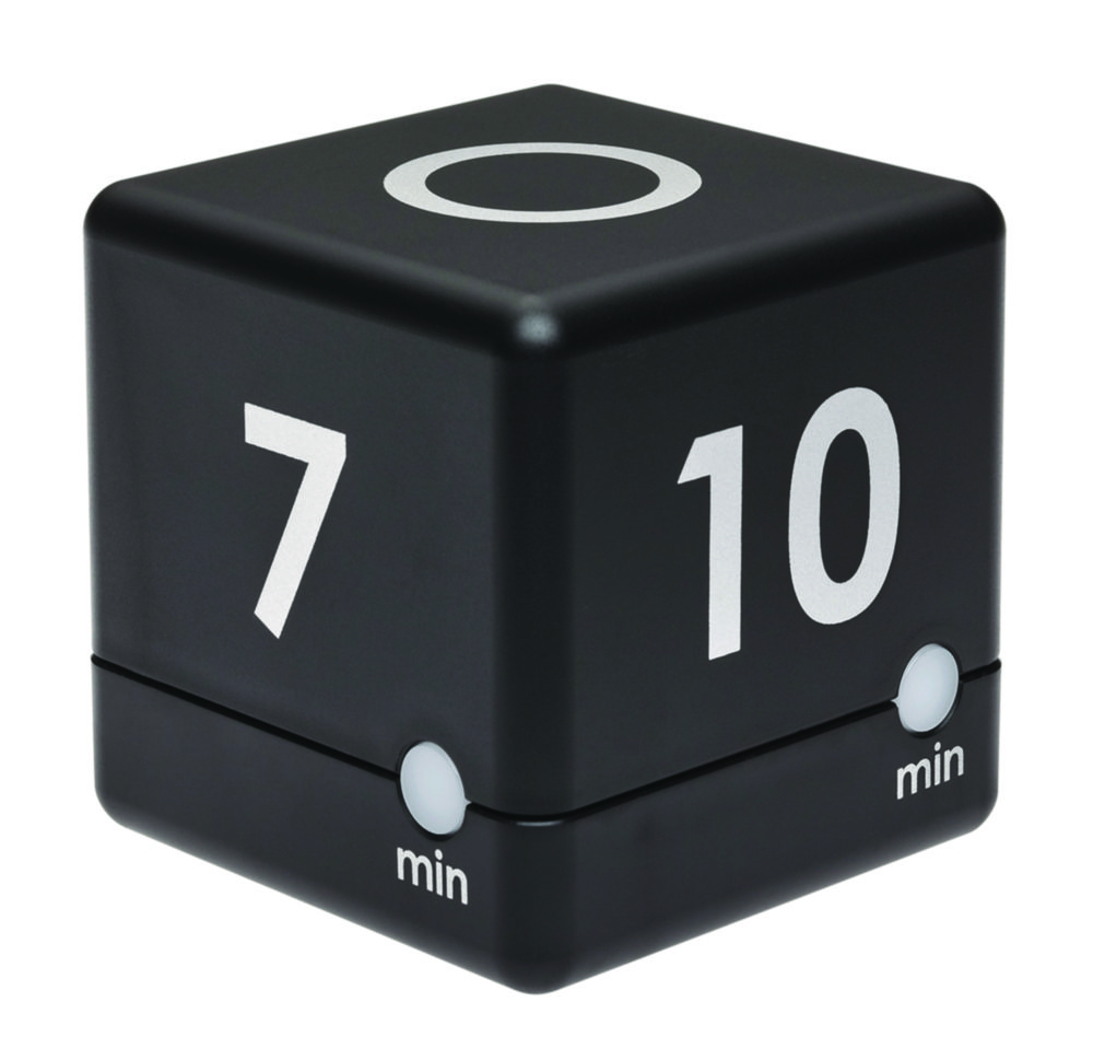 Cube-timer met alarm, zwart,   standen: 3-5-7-10 minuten