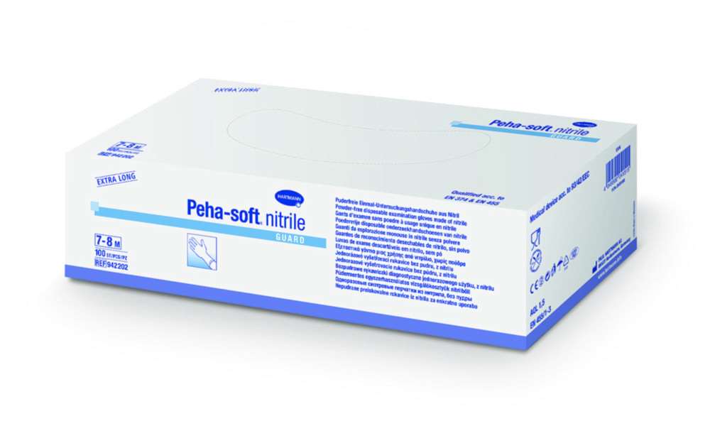 Handschoenen, Nitril, maat L, lengte 290 mm, Peha-soft, poedervrij