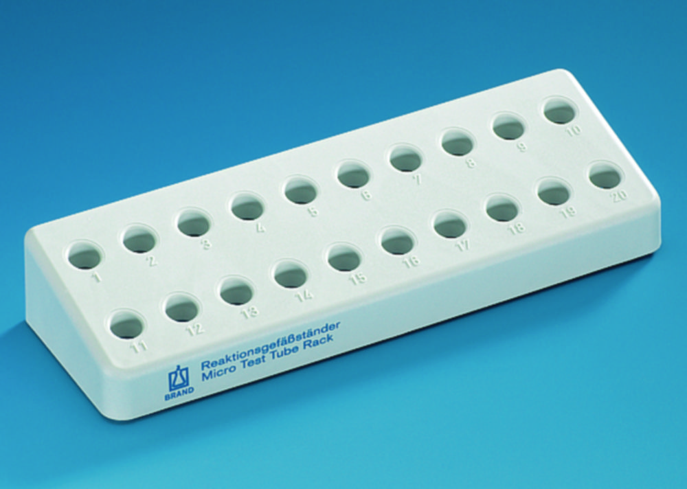 Rek voor reactievaatjes 1,5 ml  grijs PP , genummerde plaatsen