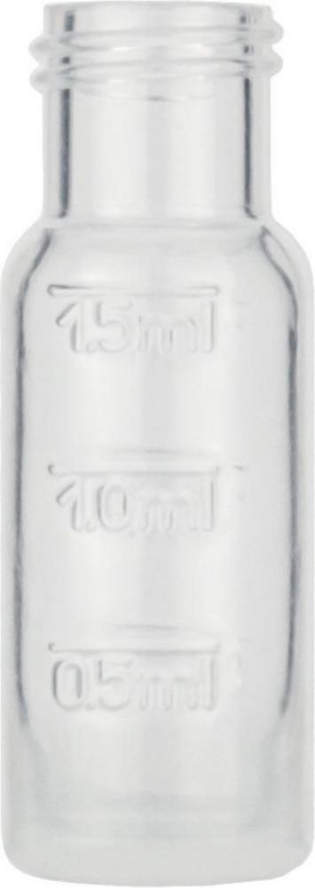 Vials 1,5 ml, PP 32x11,6 mm  helder, schroefnek N9, vlak
