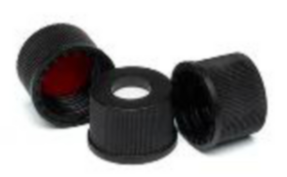 Dop 8-425 zwart, met rode  PTFE/Wit siliconen septum