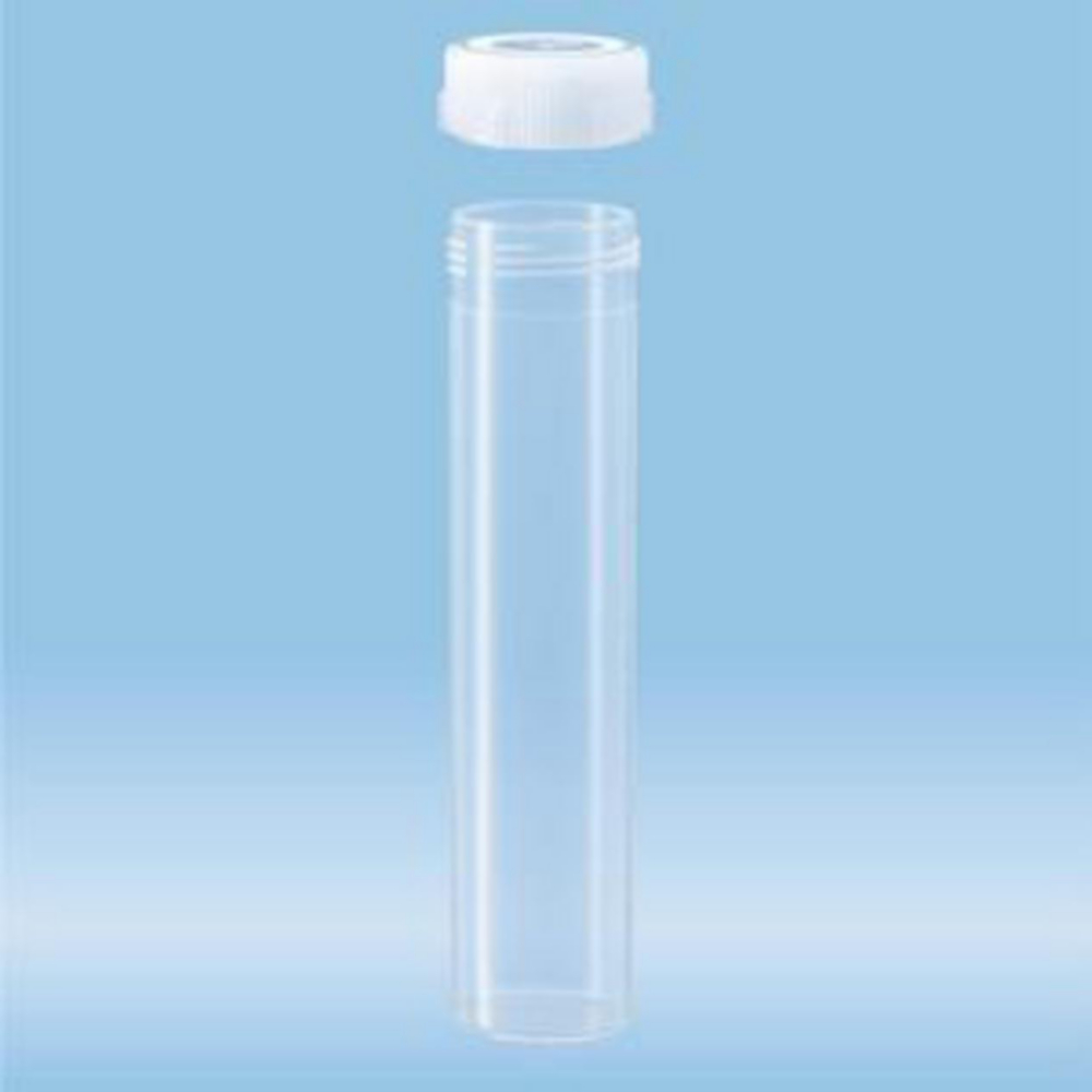 Buis 60 ml, PP, 126x28,5 mm vlakke bodem, met dop