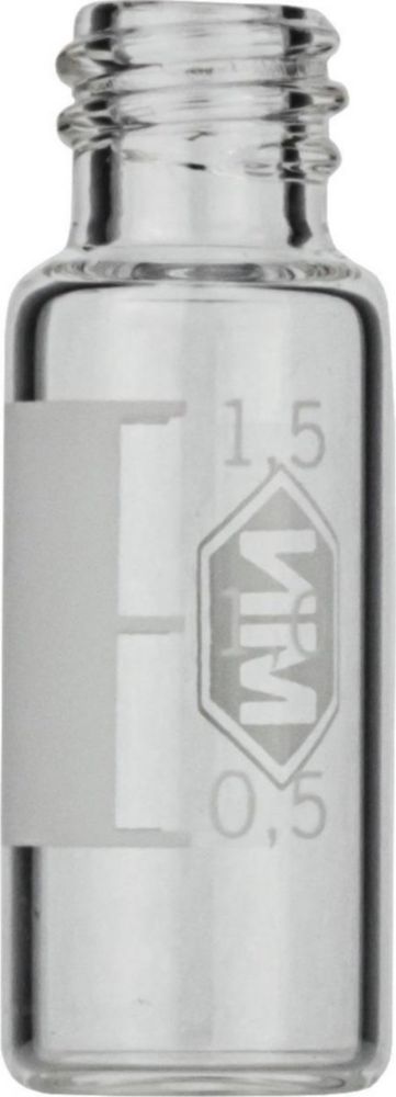 Vials 1,5 ml, glas 32x11,6 mm  helder, schroefnek N8, vlak x