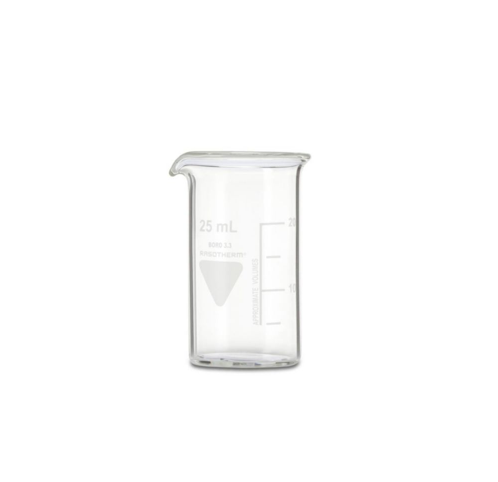 Bekerglas 25 ml, hoog model  Ø 30 mm, hoogte 55 mm, Boro