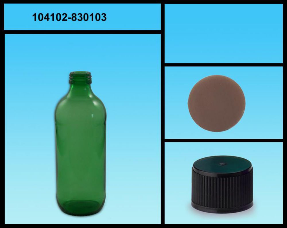 Monsterfles 500 ml, groen glas  31,5mm, zwart, inlage