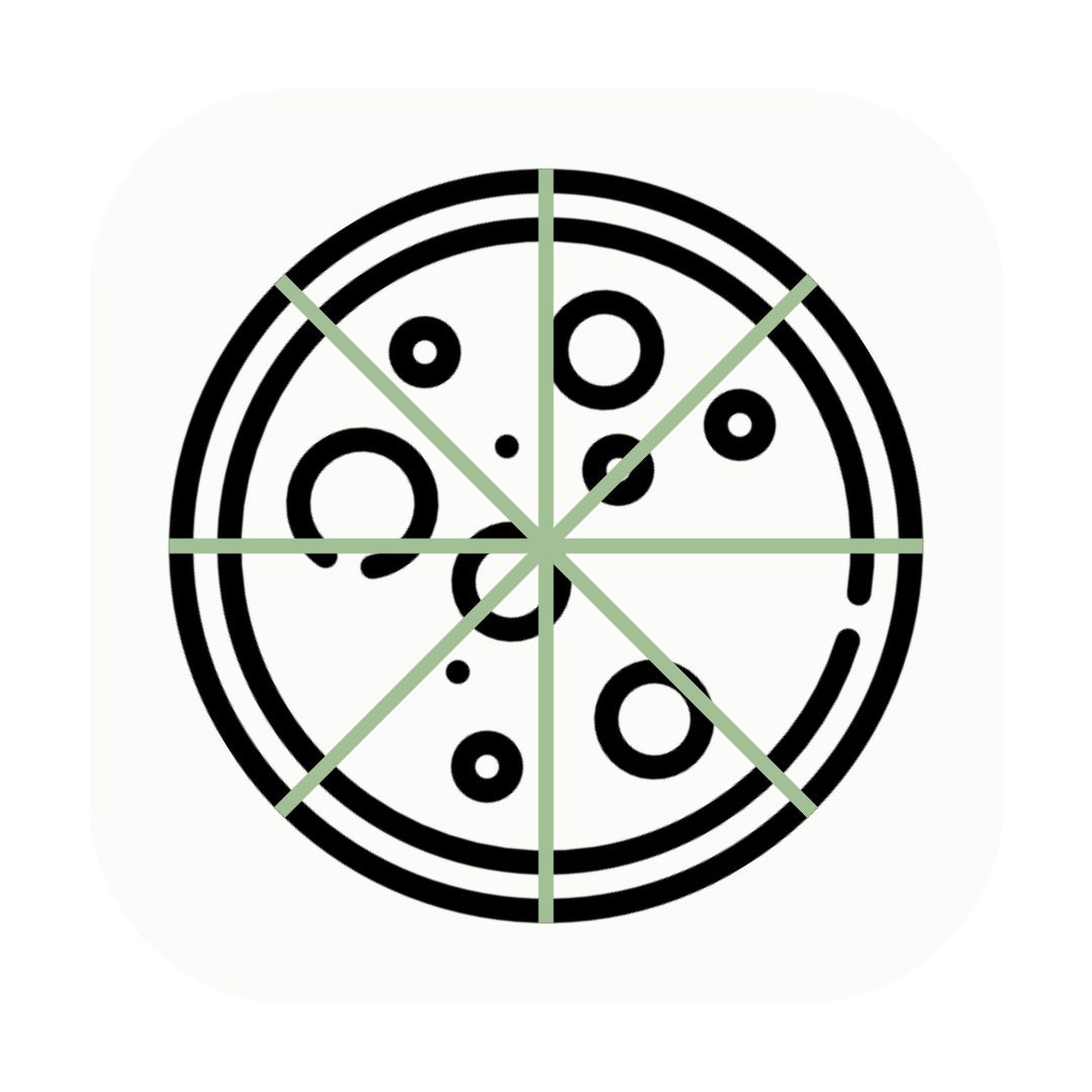 Pictogram van een agarplaat verdeeld in vakken voor eenvoudig kolonietellen.