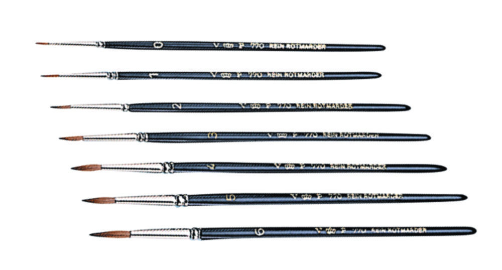 Penseel grootte 1, haarl. 9 mm  rood marterhaar