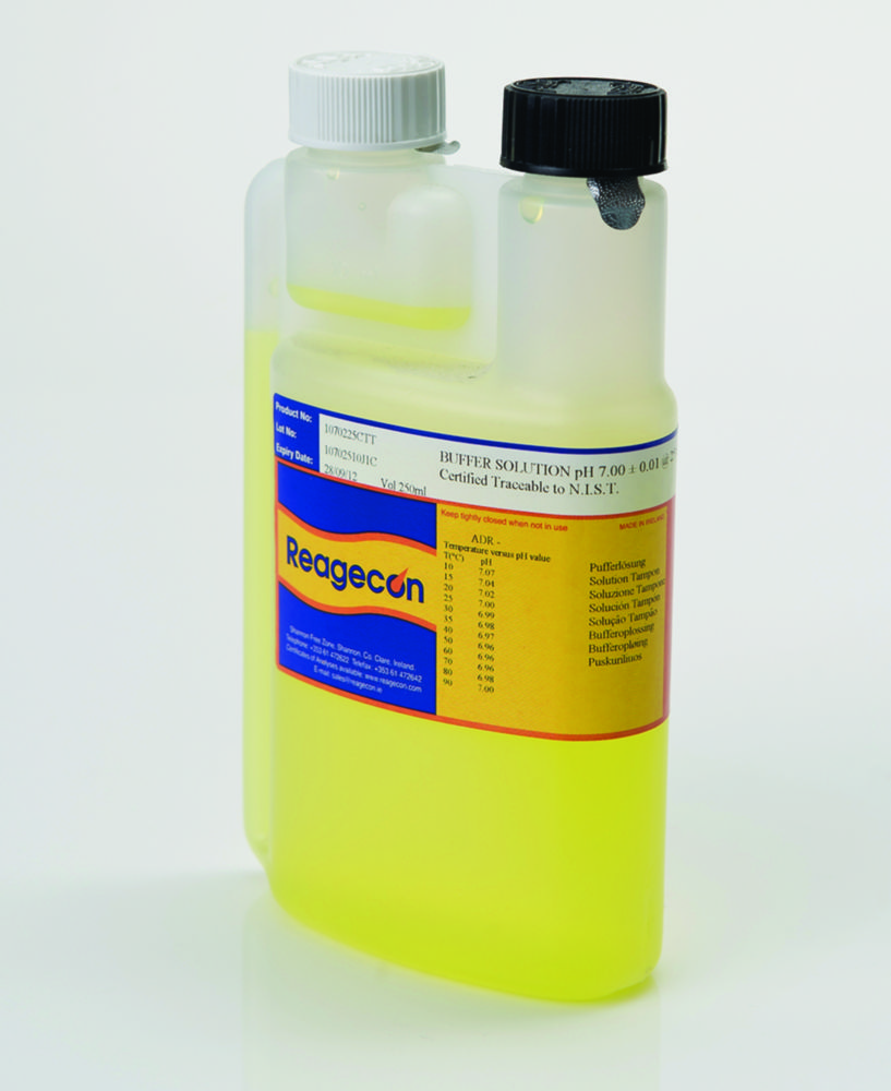 Bufferoplossing pH 4,01 +/- 0,02 bij 25°C, Fles met kalibreerkamer 500ml, rood, NIST/ISO17025