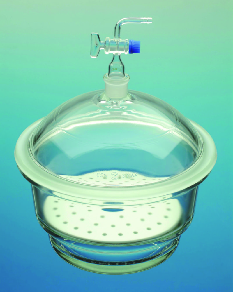 Vacuumexsiccator Ø 300 mm  m. porseleinplaat, kraan 24/29