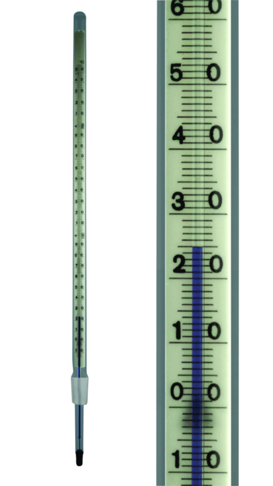 Thermometer, NS14,5/23, -10  - +250°C :1, blauw gevuld