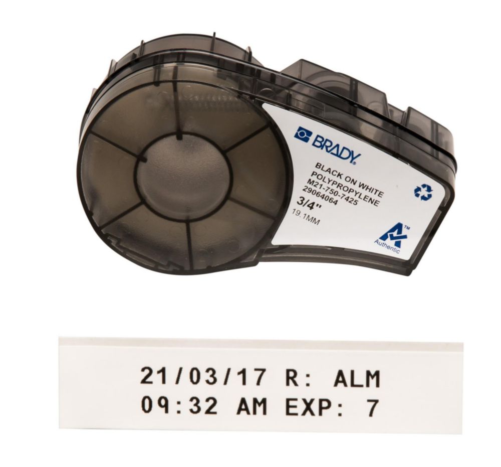 Etiketten voor BMP21, PP, 19mm  6,40 mm, 6,4 m, zwart /wit