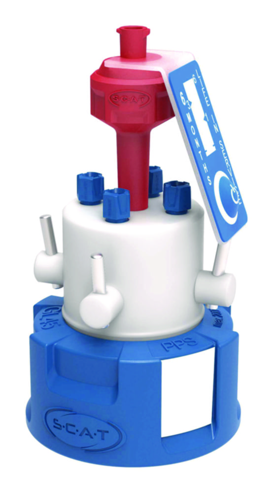 SafetyCap IV, V2.0, GL45 met 4x shut-off, 4x PFA-fittings 3,2mm OD+luchtventiel