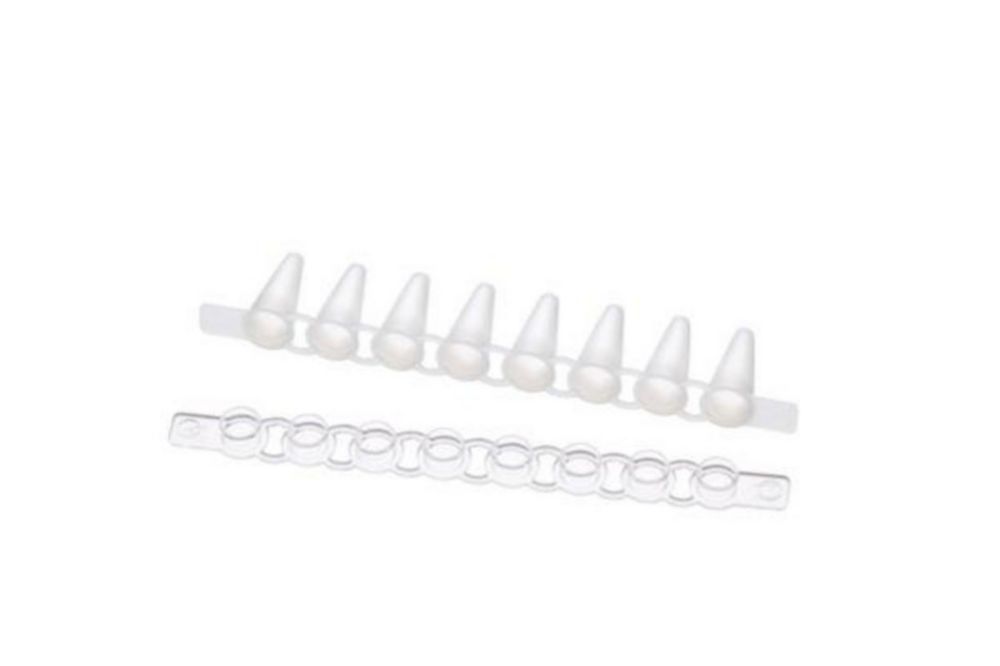 PCR-strips, snel, 0.1 mL, 8-buisstrips + afzonderlijke dopstrip, 120 stuks