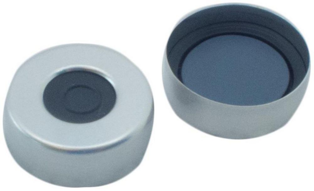 Crimp caps N20 Alu. 10 mm boring, Pharma, Butyl/PTFE