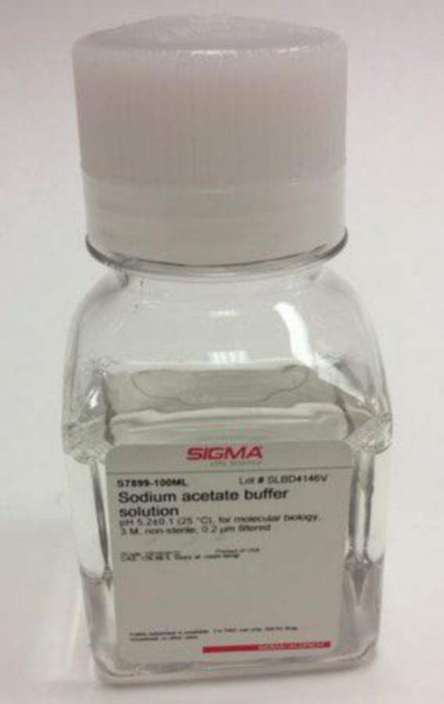 Bufferoplossing pH 5,2 +/- 0,1 bij 25°C, 100ml, moleculaire biologie, Acetaat, 3M, 0.2 μm gefilterd