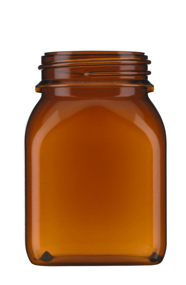 Fles 500ml, Vierkant, PVC, Wijdmonds, Amber, zonder dop