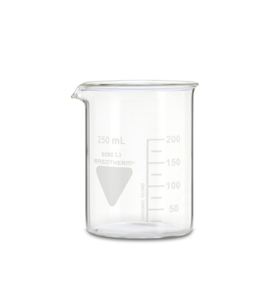 Bekerglas 250 ml, laag model  Ø 70 mm, hoogte 95 mm, Boro