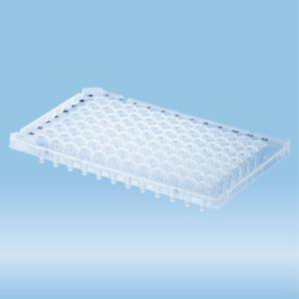 PCR-microplaten, PP, 96-wells, 100 µl, U-well, half-skirted, transparant, niet steriel
