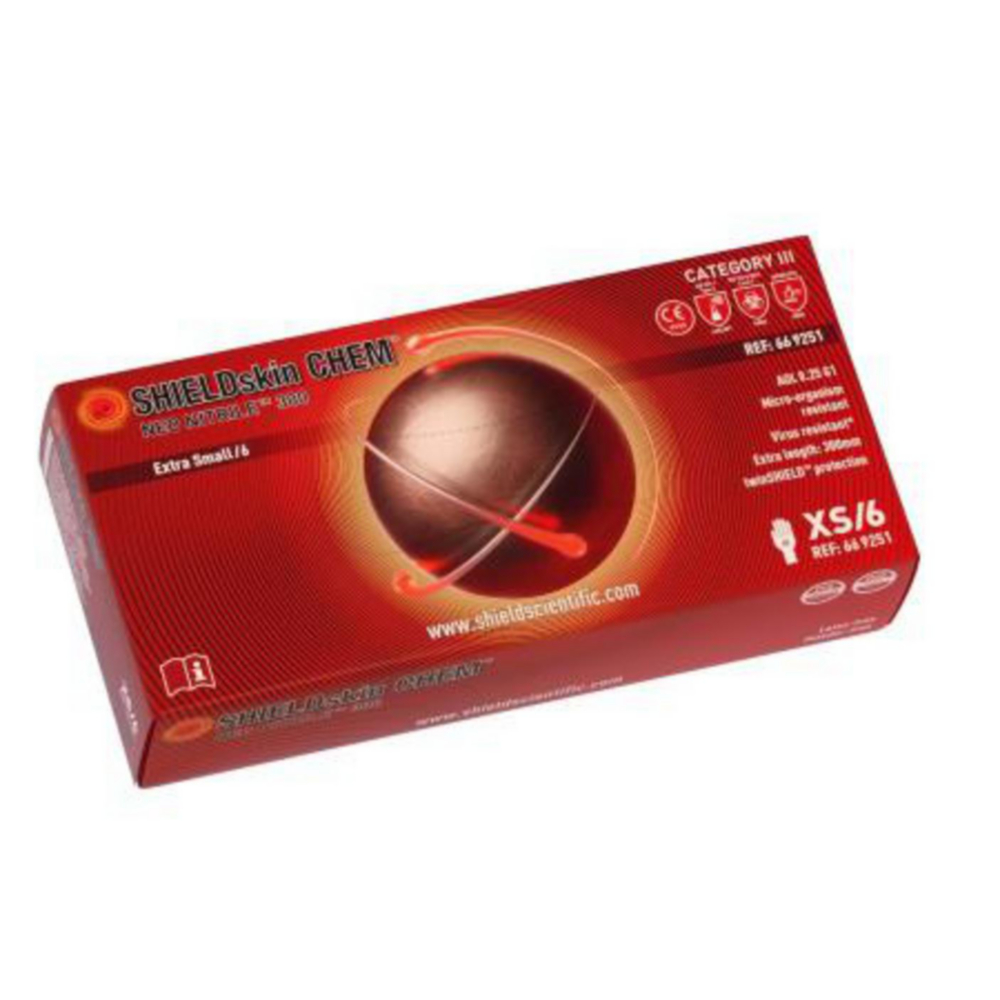 Handschoenen, Neo-Nitril, maat M, 300 mm, SHIELDskin CHEM NEO NitrilE 300, poedervrij, rood