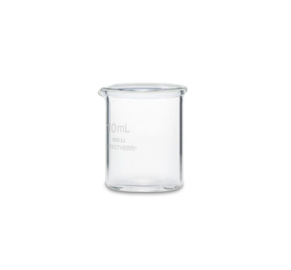 Bekerglas 10 ml, laag model  Ø 26 mm, hoogte 35 mm, Boro
